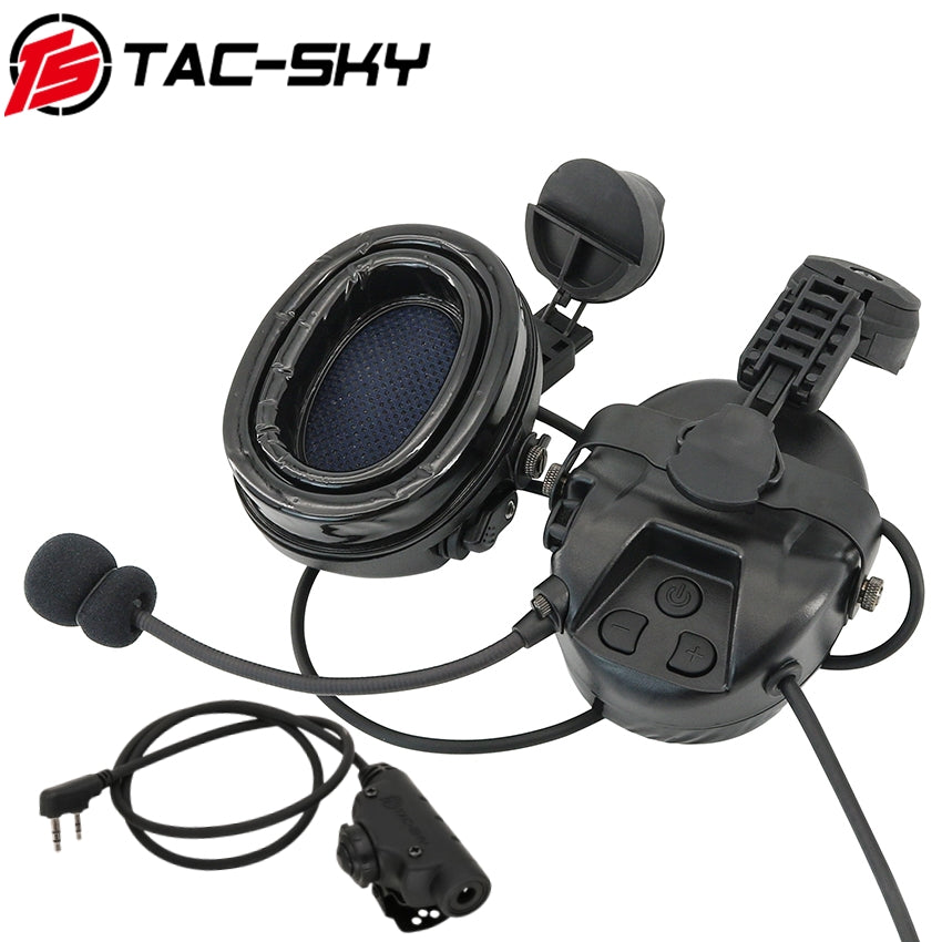 TS TAC-SKY ARC Rail Helmet Mounting MH302 Tactical Headset Hearing Protection + V2 PTT