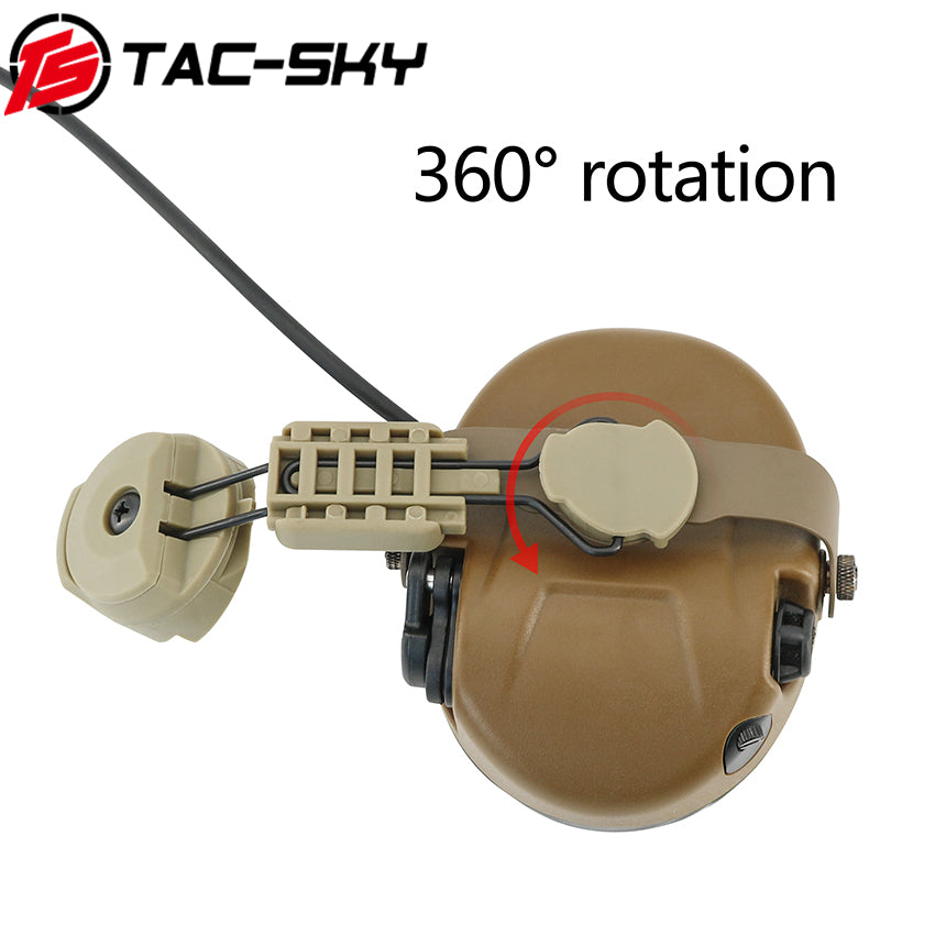 TS TAC-SKY ARC Rail Helmet Mounting MH302 Tactical Headset Hearing Protection + V2 PTT