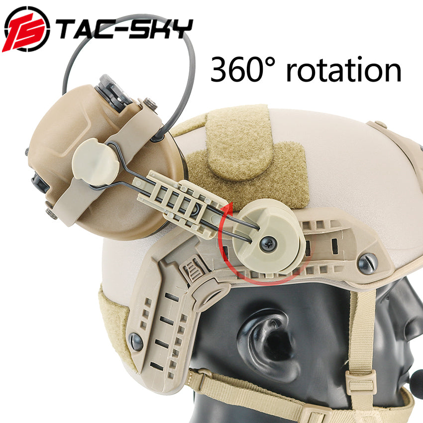 TS TAC-SKY ARC Rail Helmet Mounting MH302 Tactical Headset Hearing Protection + V2 PTT