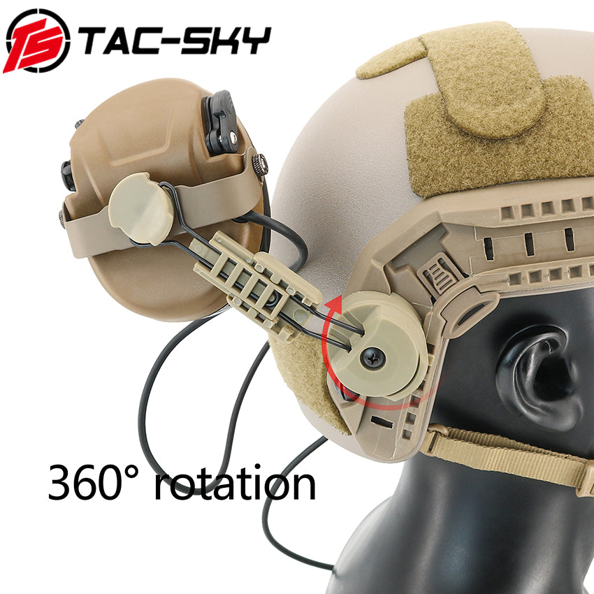 TS TAC-SKY ARC Rail Helmet Mounting MH302 Tactical Headset Hearing Protection + V2 PTT