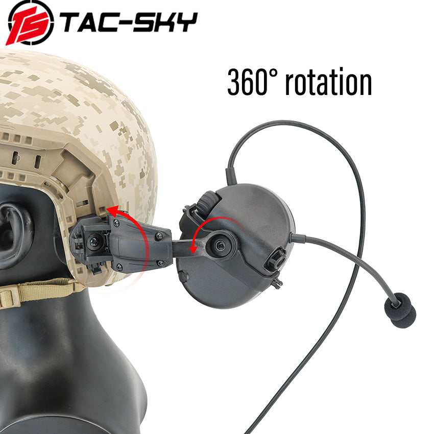 TS TAC-SKY ARC Rail Helmet Mount Single Side Communication Tactical Headset + U94 PTT