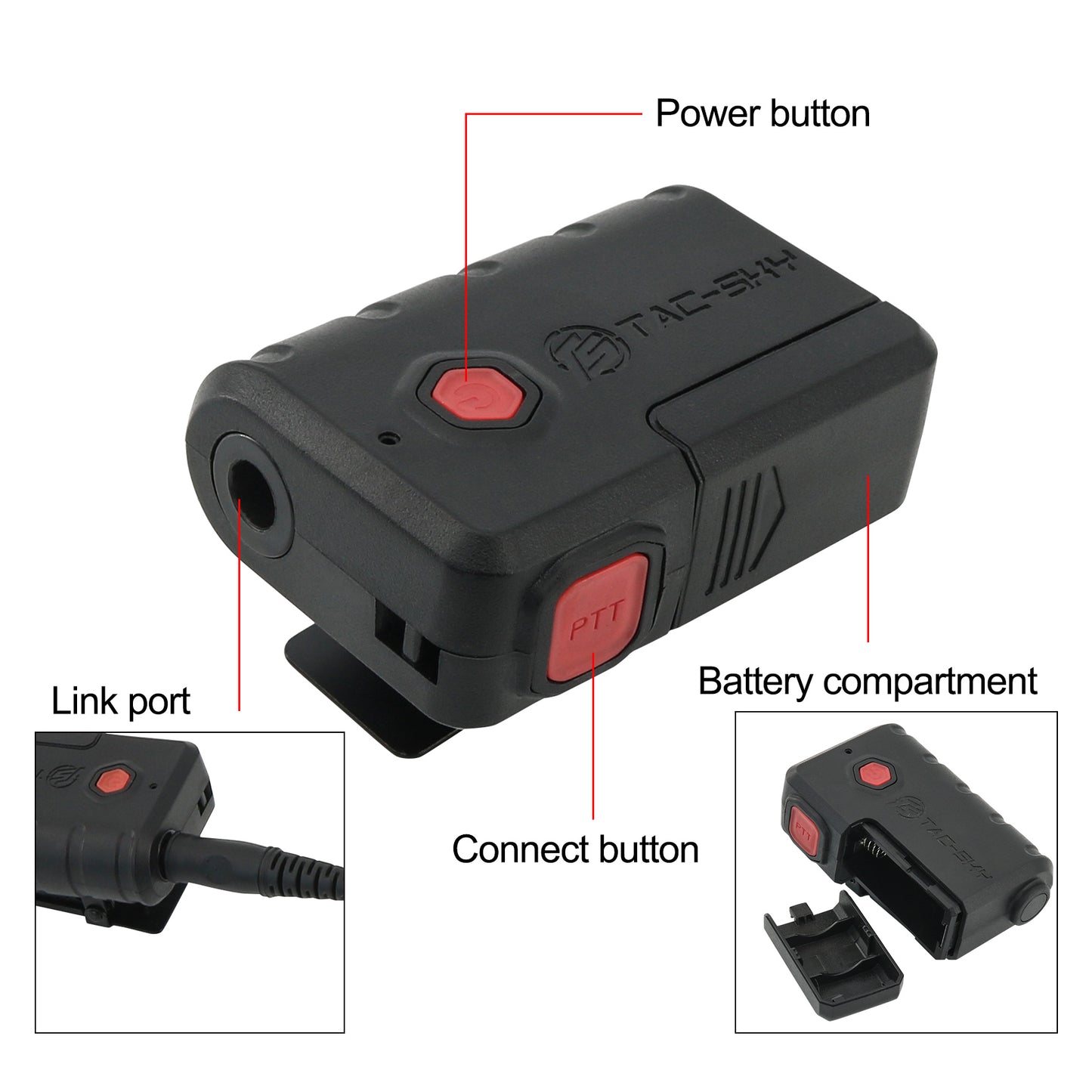 TAC-SKY Tactical Headset Extension Line U174 Plug PTT with Bluetooth,Compatible with Mobile Phone,for COMTAC, AMP,Sordin etc. Series headsets.