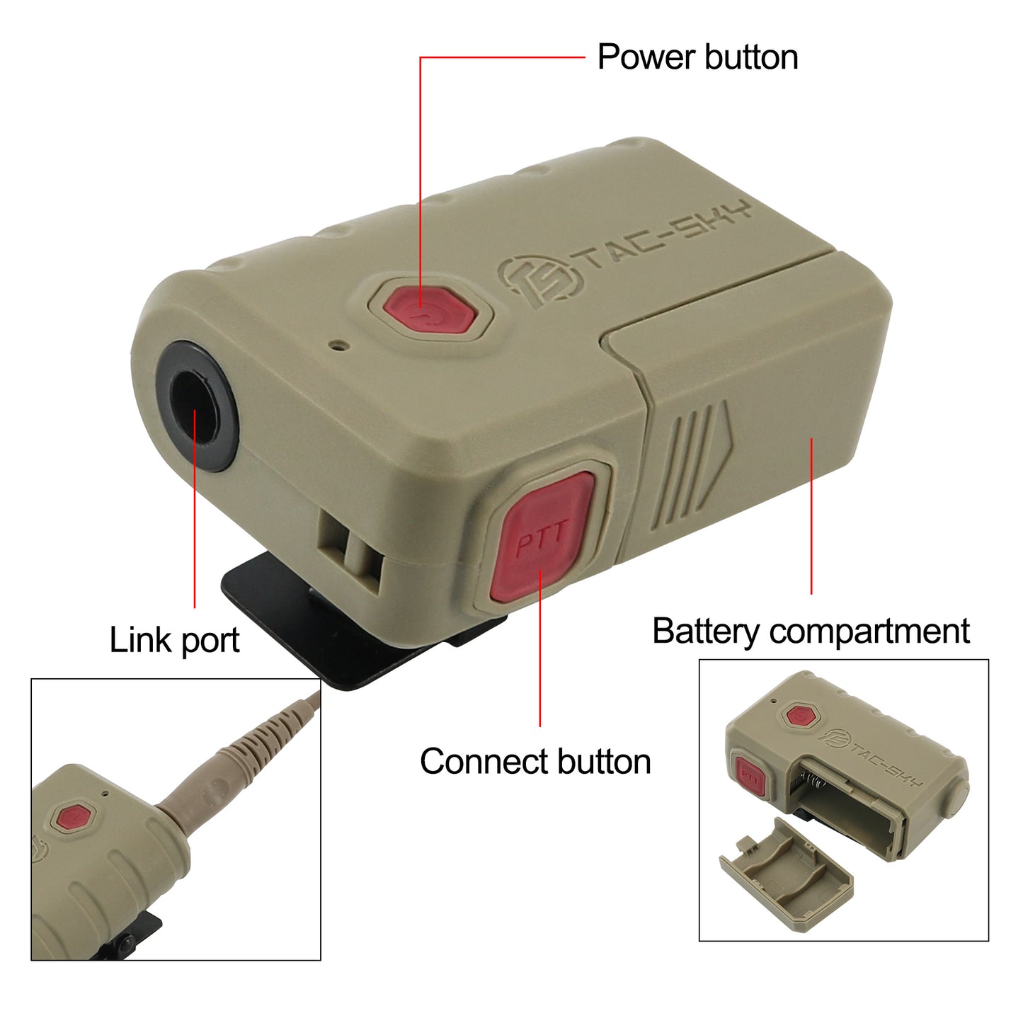 TAC-SKY Tactical Headset Extension Line U174 Plug PTT with Bluetooth,Compatible with Mobile Phone,for COMTAC, AMP,Sordin etc. Series headsets.