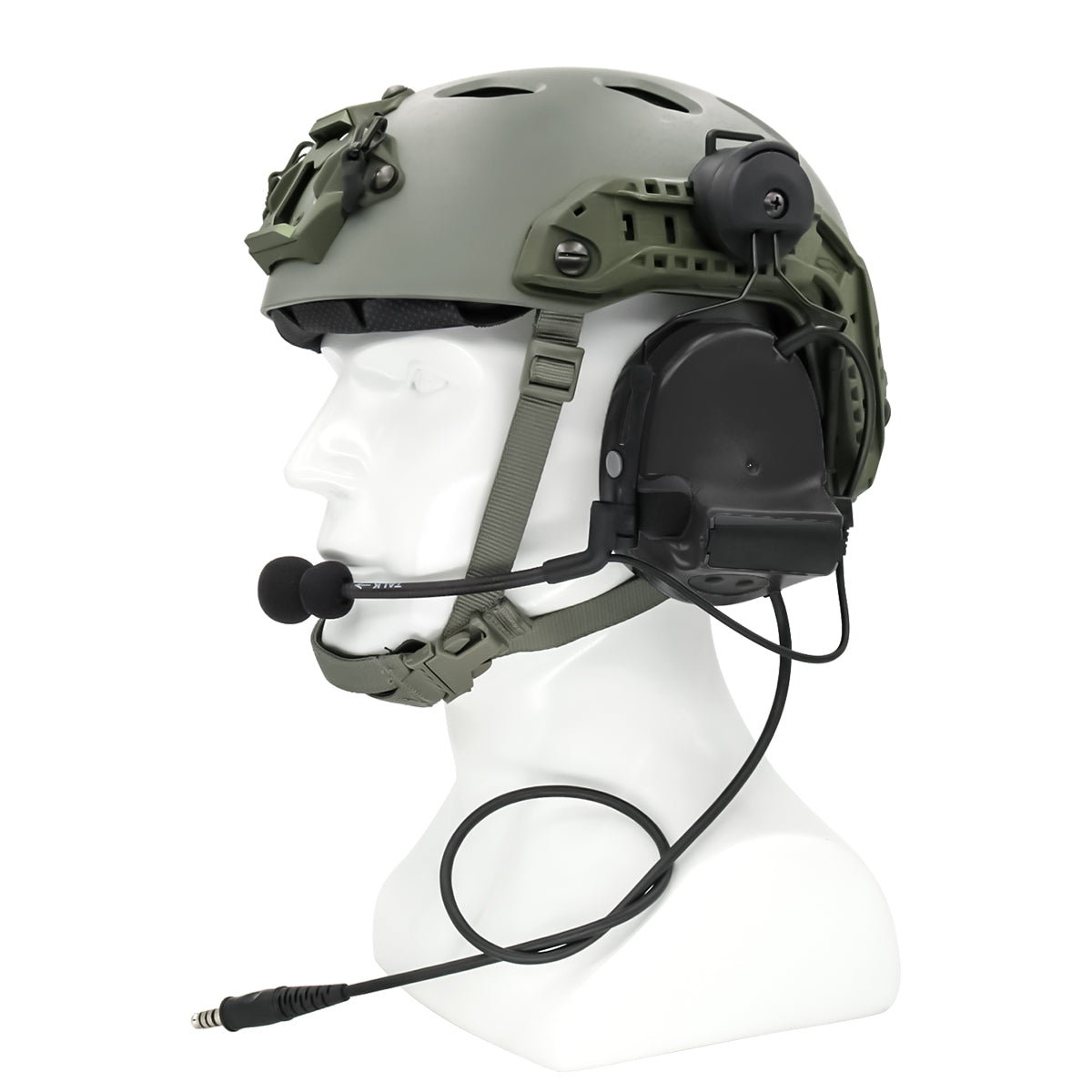 TAC-SKY C3 Tactical Headset Helmet Fast Rail Version with kenwoodPTT Silicone Earmuffs Noise Reduction