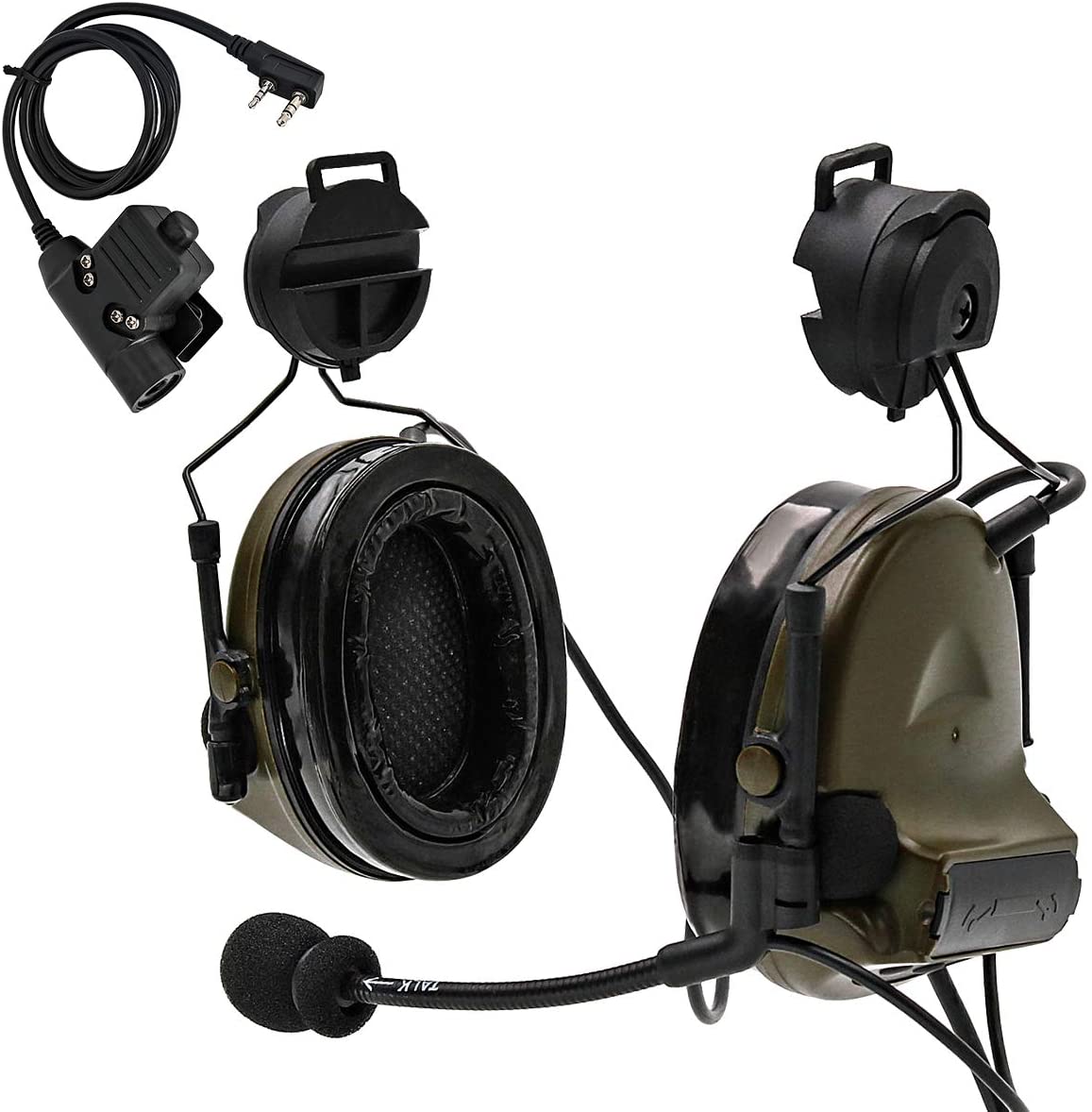 TAC-SKY C2 Tactical Headset Helmet Version With Rail Adapter Noise reduction Airsoft Hunting