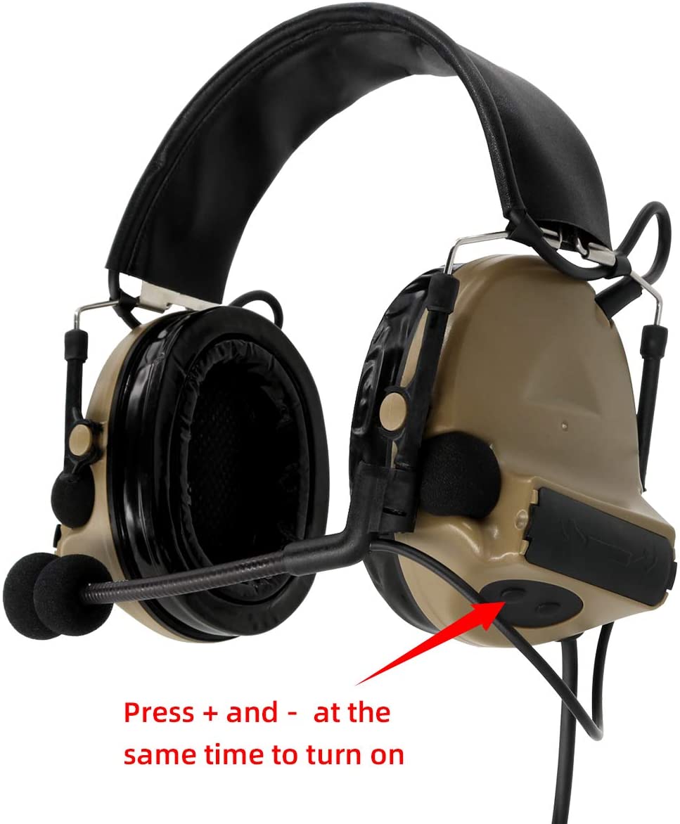 TAC-SKY C2 Tactical Headset Sound Amplification with Microphone for Airsoft Sports