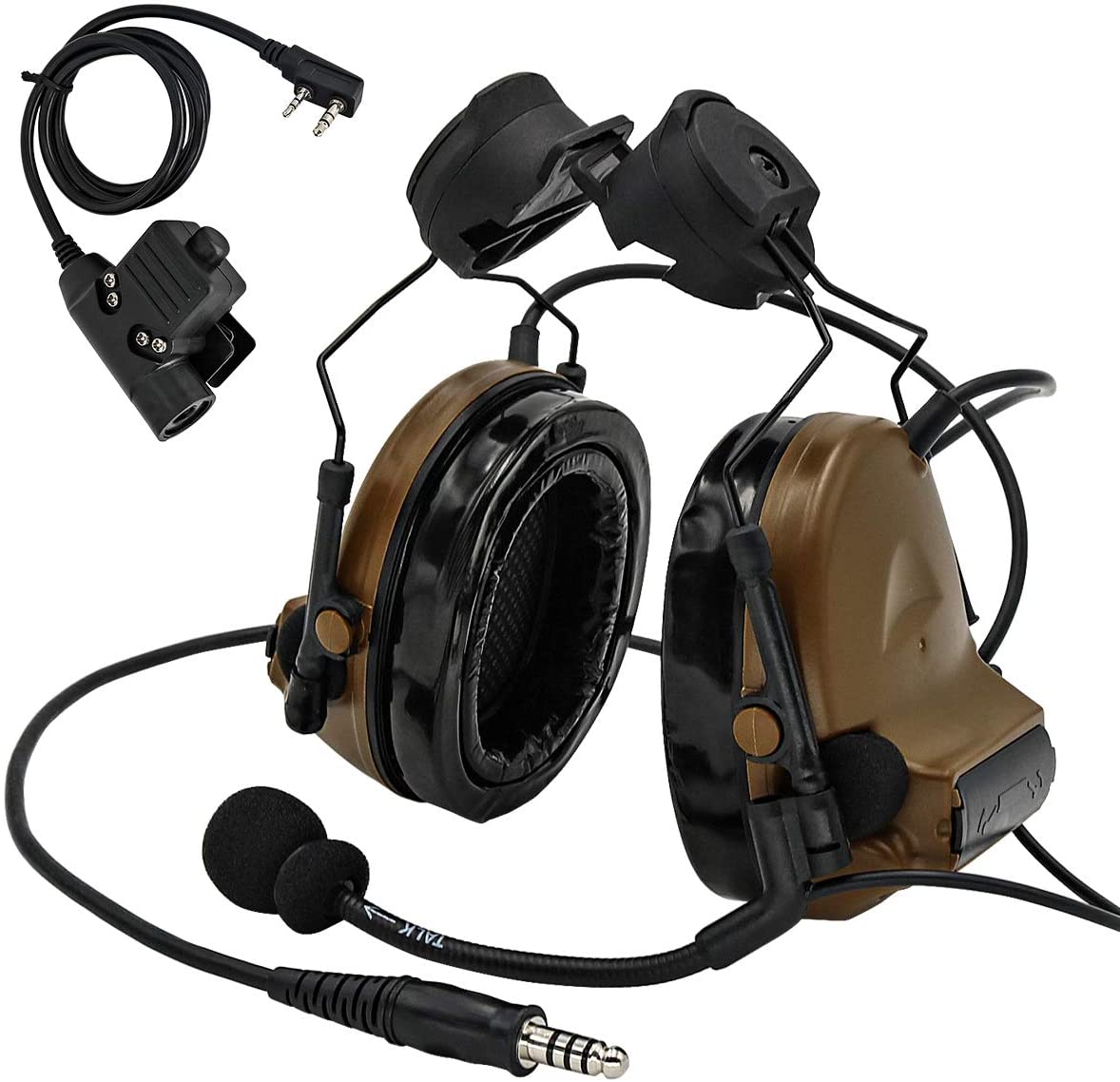 TAC-SKY C2 Tactical Headset Helmet Version With Rail Adapter Noise reduction Airsoft Hunting