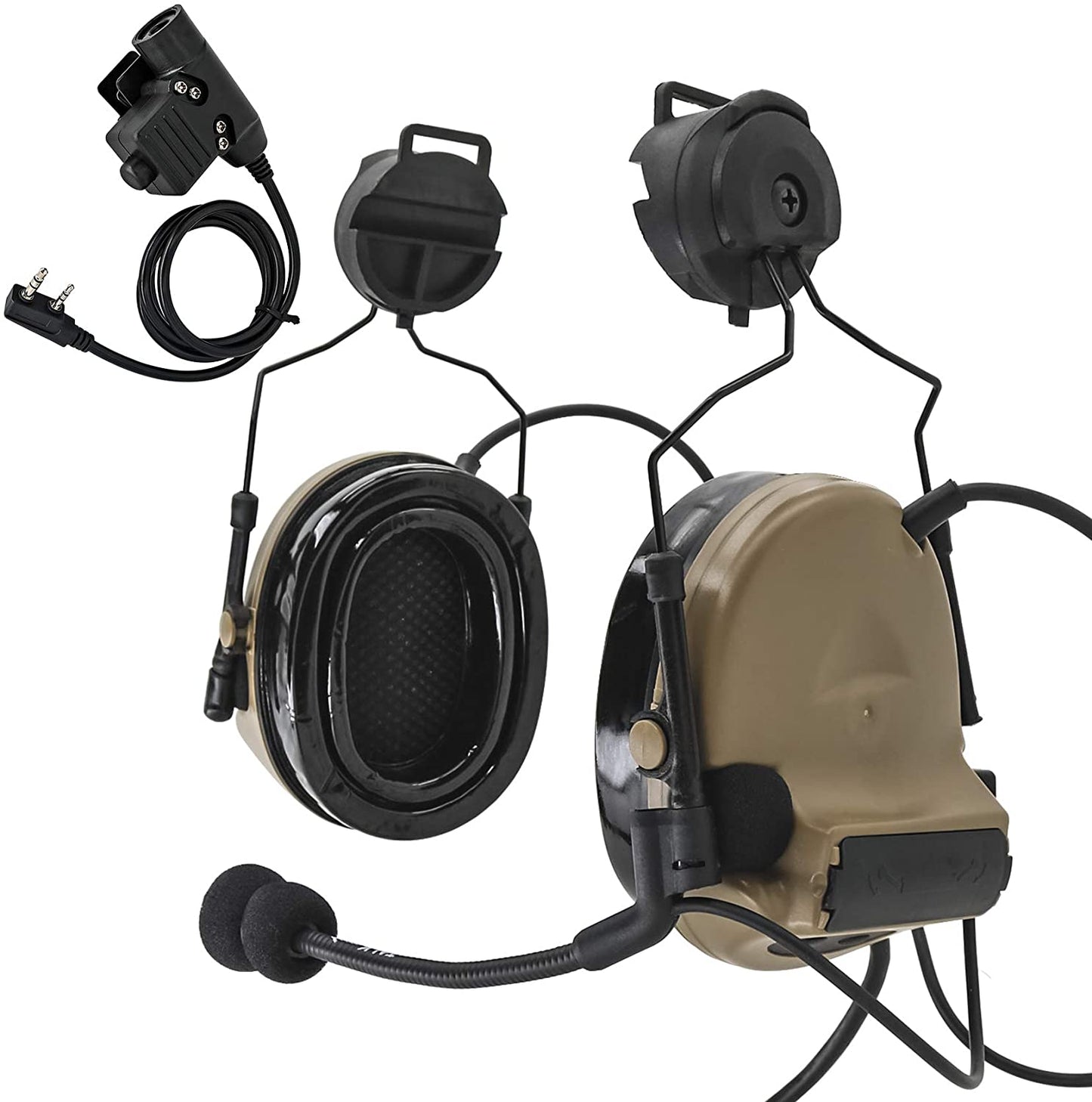 TAC-SKY C2 Tactical Headset Helmet Version With Rail Adapter Noise reduction Airsoft Hunting