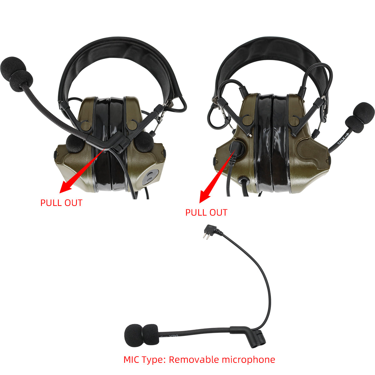 TAC-SKY C2 Tactical Headset Sound Amplification with Microphone for Airsoft Sports