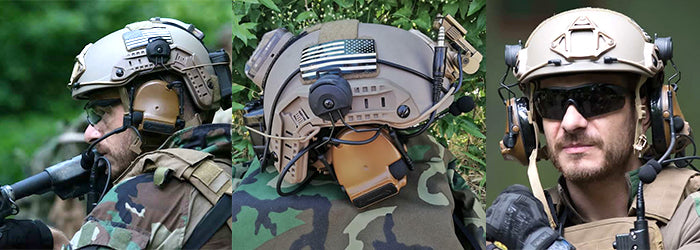 TAC-SKY C3 Tactical Headset Helmet Fast Rail Version with kenwoodPTT Silicone Earmuffs Noise Reduction