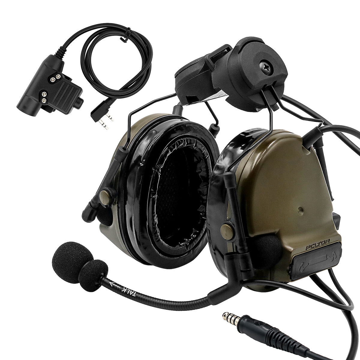 TAC-SKY C3 Tactical Headset Helmet Fast Rail Version with kenwoodPTT Silicone Earmuffs Noise Reduction