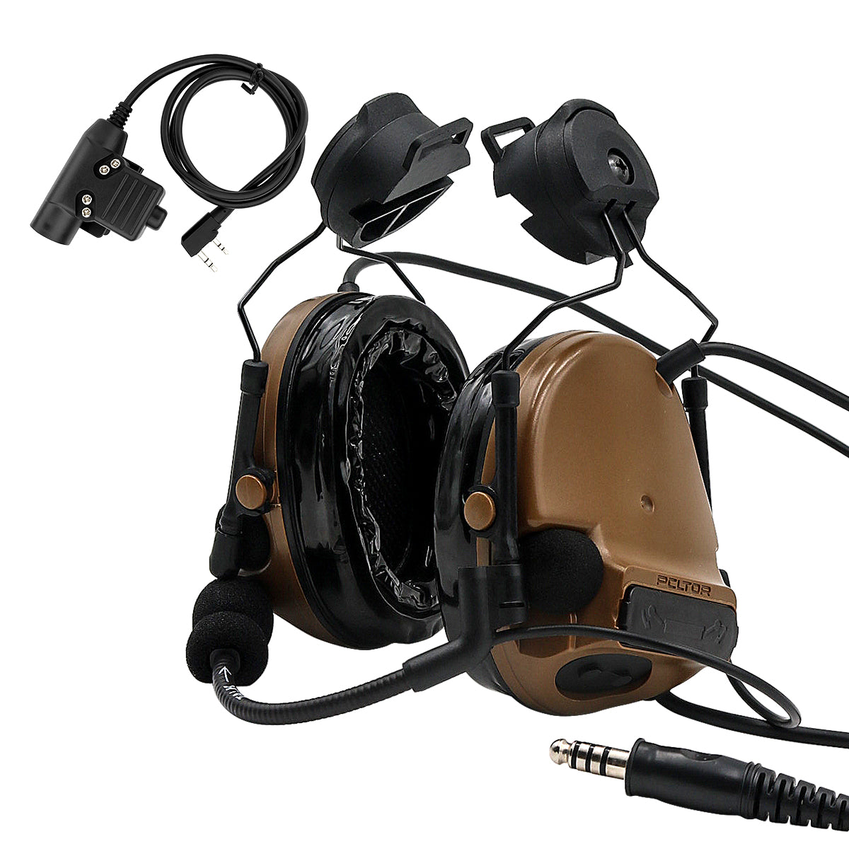 TAC-SKY C3 Tactical Headset Helmet Fast Rail Version with kenwoodPTT Silicone Earmuffs Noise Reduction