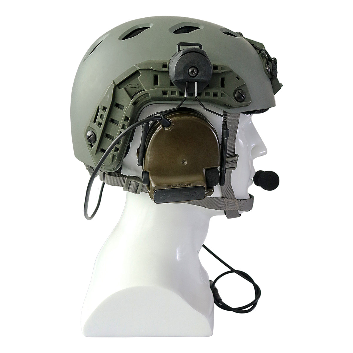 TAC-SKY C3 Tactical Headset Helmet Fast Rail Version with kenwoodPTT Silicone Earmuffs Noise Reduction