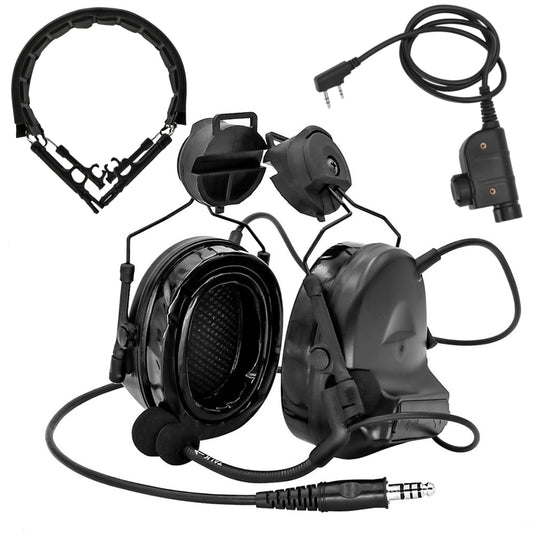 TS TAC-SKY C2 Electronic Tactical Headset With ARC Rail Helmet Mounting Noise reduction Silicone Earmuffs Pick up sound + Headband + PTT