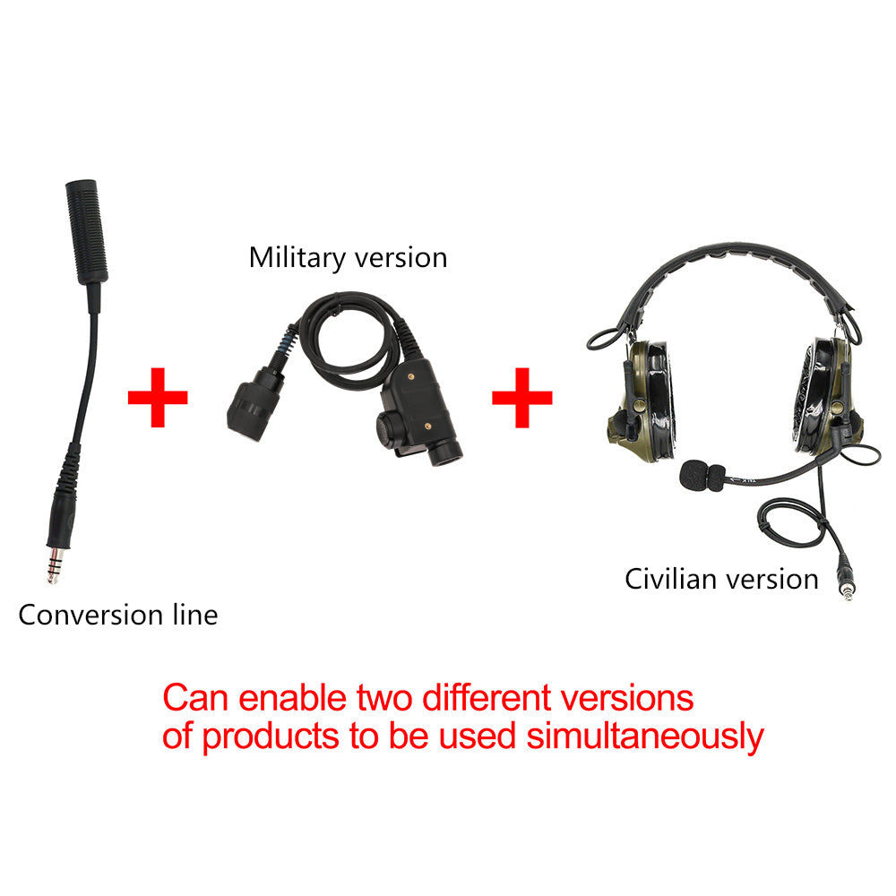 TAC-SKY U94 PTT 6pin Connector comes with military adapter plug MBITR/PRC 152/117 etc.