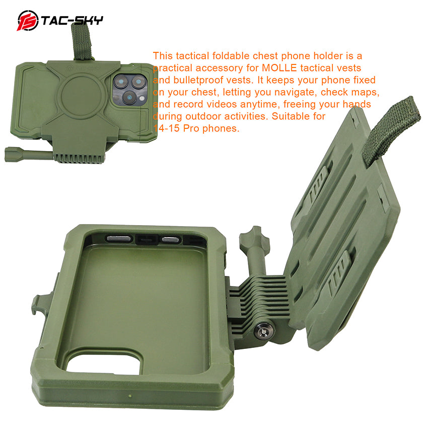 TAC-SKY MOLLE Chest Phone Holder Back-Insert Style Tactical Phone Mount for  for iPhone 14–15 Pro Size M