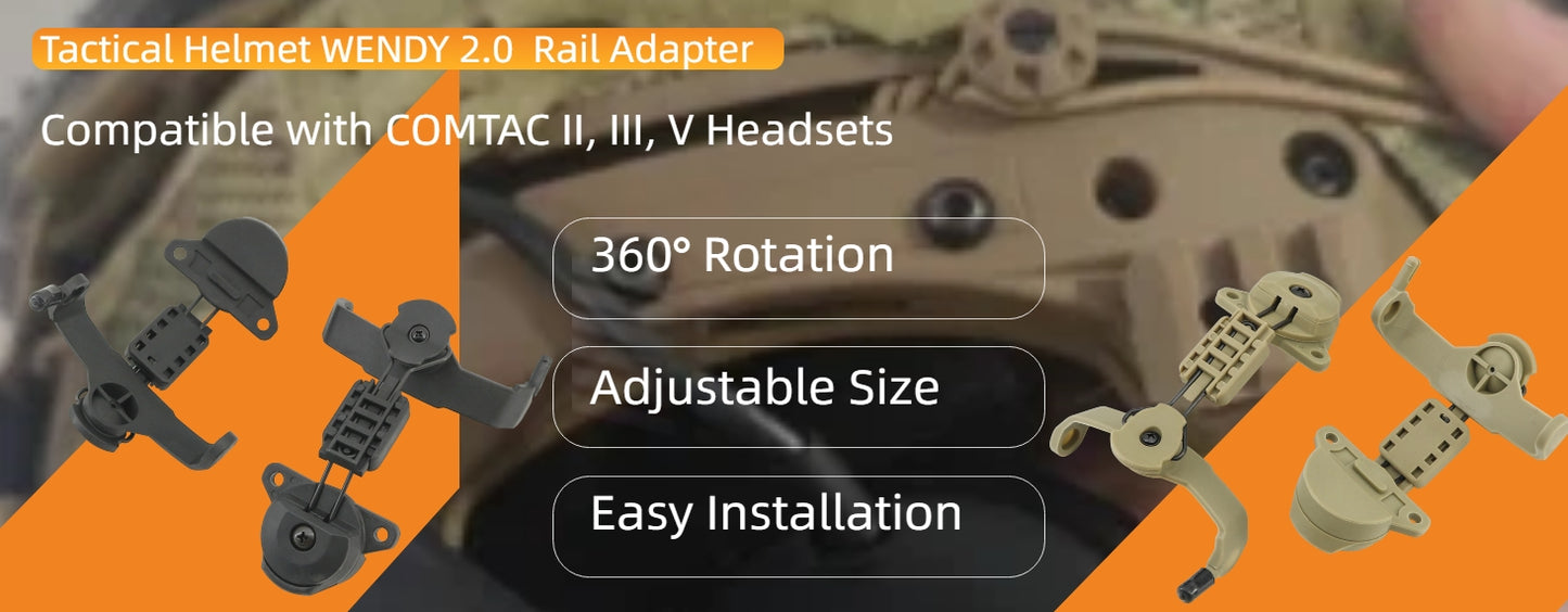 TAC-SKY Tactical Helmet Adapter for Wendy 2.0 Mount Compatible with COMTA II/III/V Shooting Headsets