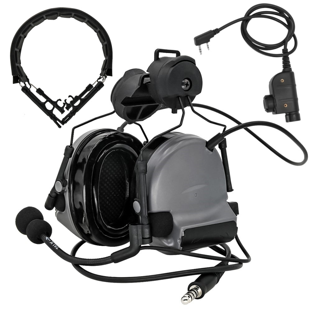 TS TAC-SKY C2 Electronic Tactical Headset With ARC Rail Helmet Mounting Noise reduction Silicone Earmuffs Pick up sound + Headband + PTT