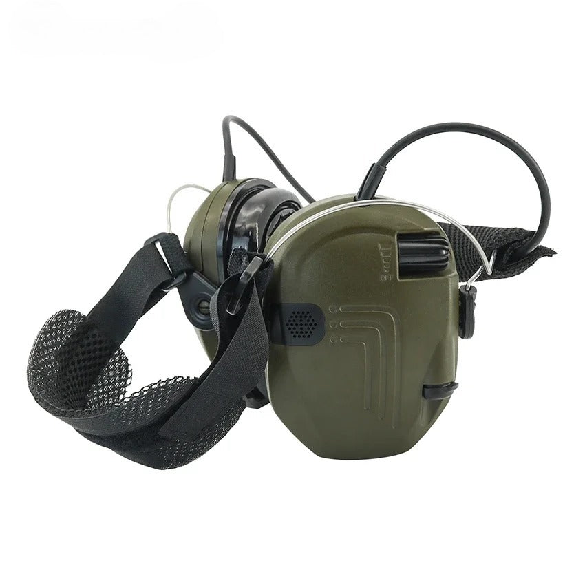 New Tactical Rear-Mount Headband Electronic Noise-Canceling Earmuffs with Gel Ear Pads