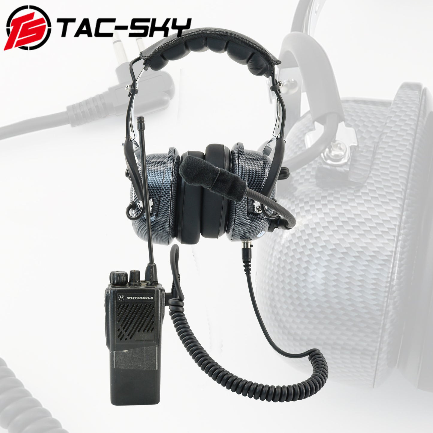 TS TAC-SKY Coil Cord Cable 5 Pin PLug to M 2 Pin Plug Compatible with Motorola Radios GP2000/GP2100 & HYT TC-500 Headphone