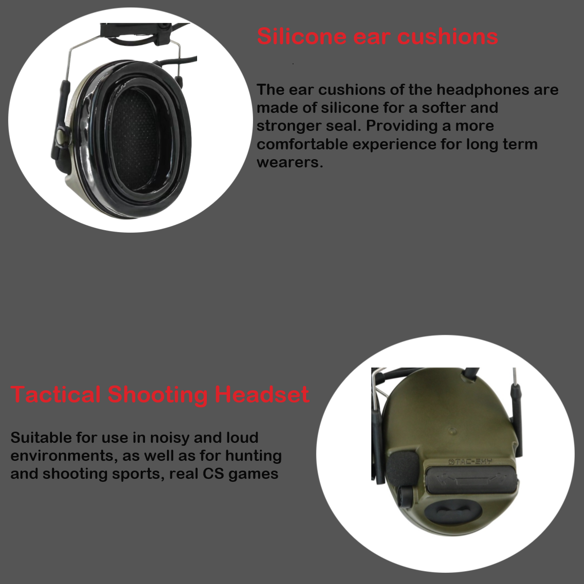 TAC-SKY Tactical Electronic Shooting Ear Muffs for COMTA V XPI Silicone Edition  Headset