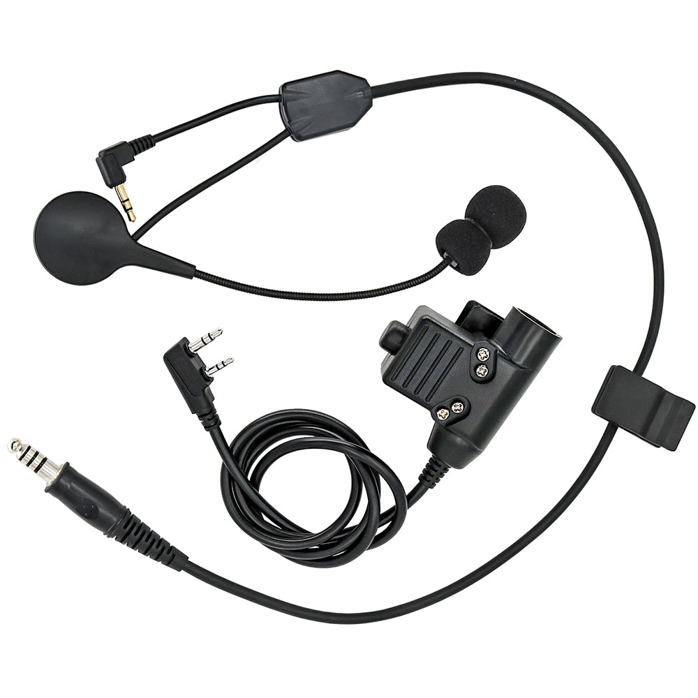 Tactical Headset Adapter Y-Cable Set includes U94PTT adapter compatible with Sordin IPSC headsets