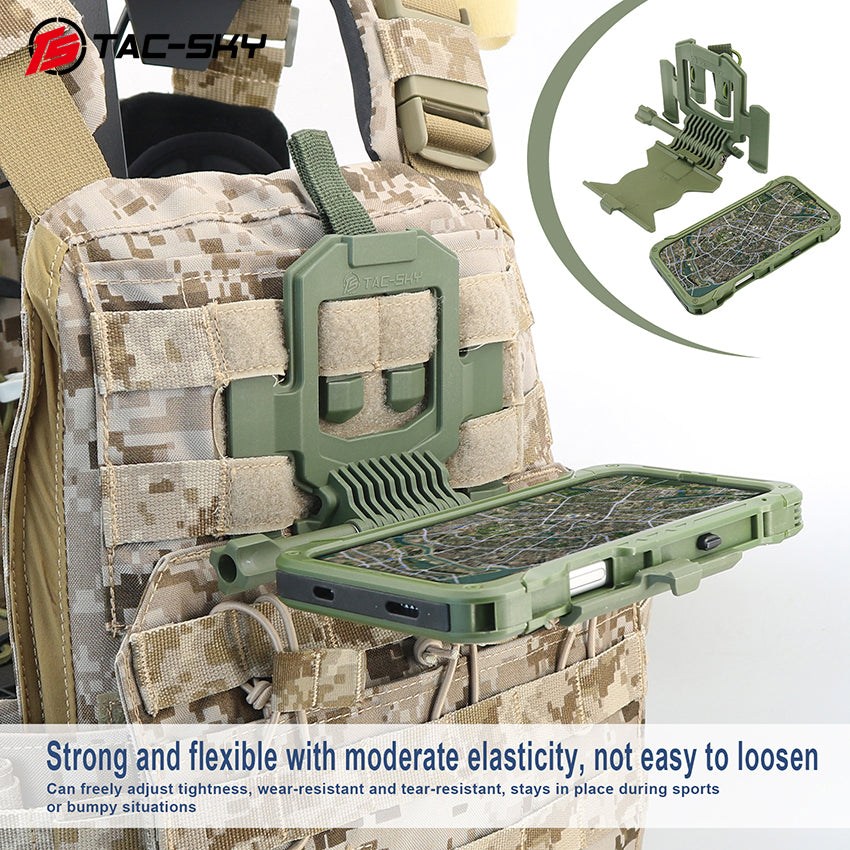 TAC-SKY Tactical Phone Case with Foldable Phone Stand for MOLLE Outdoor Hunting Vests, Compatible with iPhone 17Pro