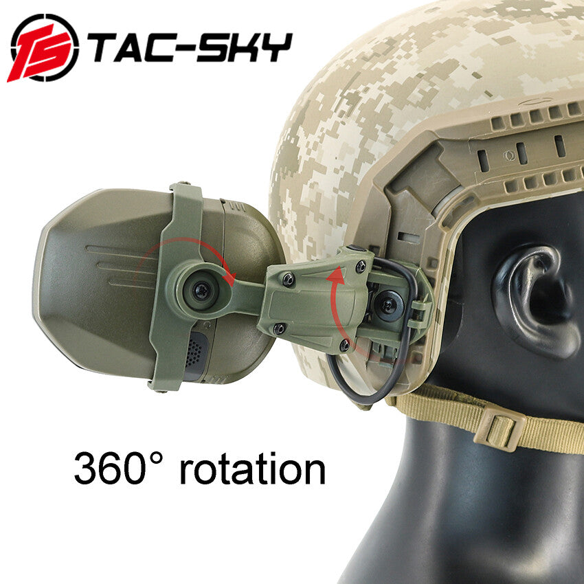 TAC-SKY Tactical Electronic Pickup Headset, ARC Helmet Rail Mount Compatible Noise Cancelling Shooting Earmuffs