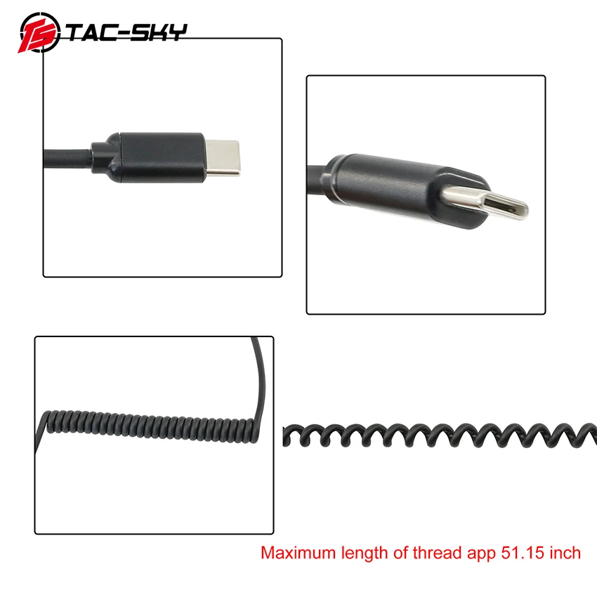 TAC-SKY Tactical U94 PTT USB Type-C Adapter, Compatible with Samsung, Xiaomi, and other smartphones equipped with a USB Type-C port