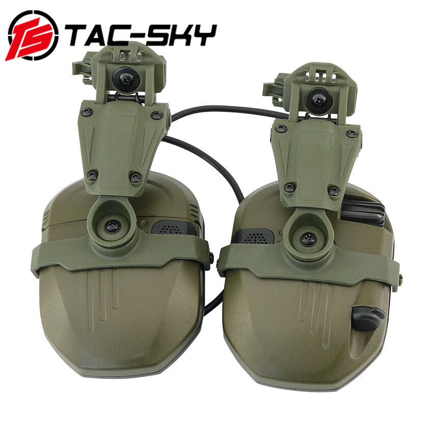 TAC-SKY Tactical Electronic Pickup Headset, ARC Helmet Rail Mount Compatible Noise Cancelling Shooting Earmuffs