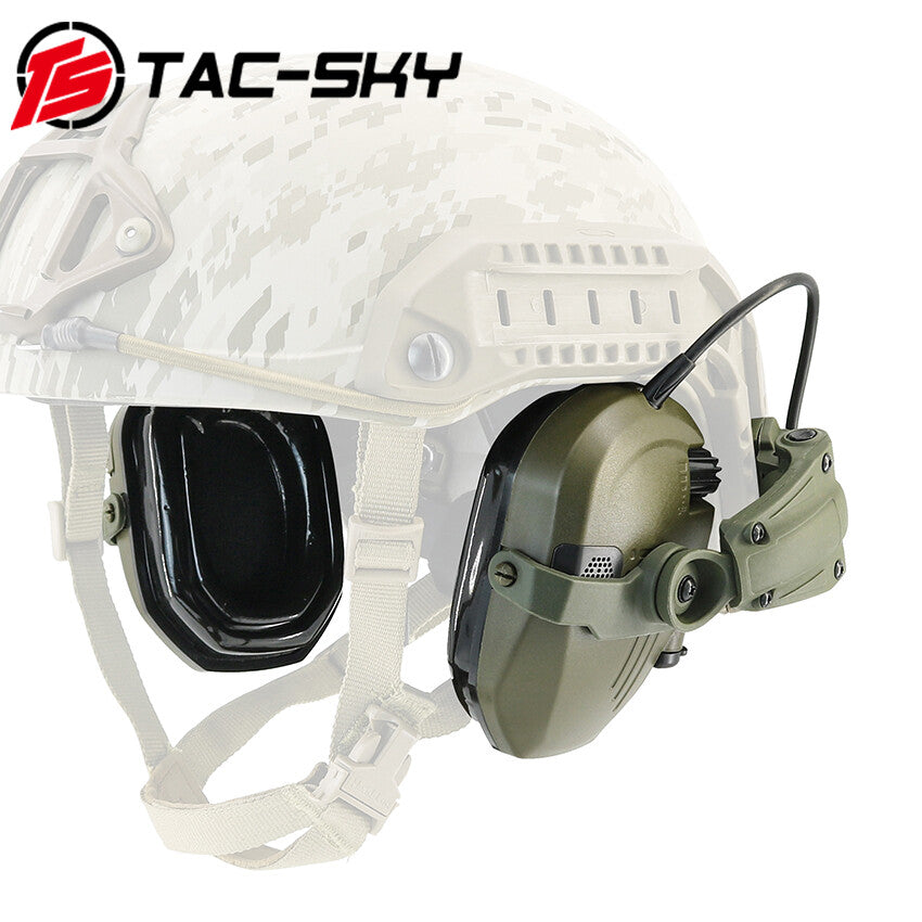 TAC-SKY Tactical Electronic Pickup Headset, ARC Helmet Rail Mount Compatible Noise Cancelling Shooting Earmuffs
