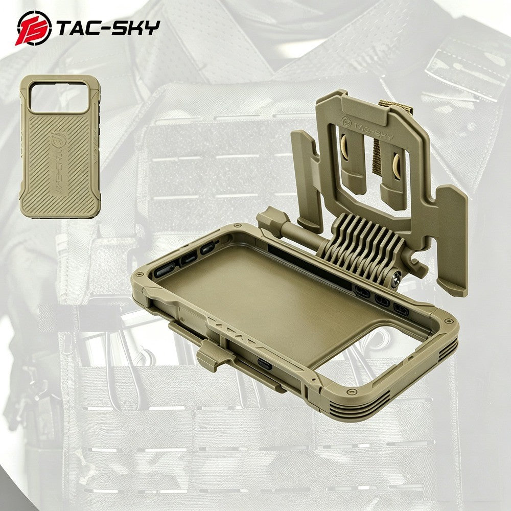TAC-SKY Hunting Shooting Game Phone Case with Foldable Phone Stand Fits MOLLE Vests Compatible with iPhone 17 Pro Max