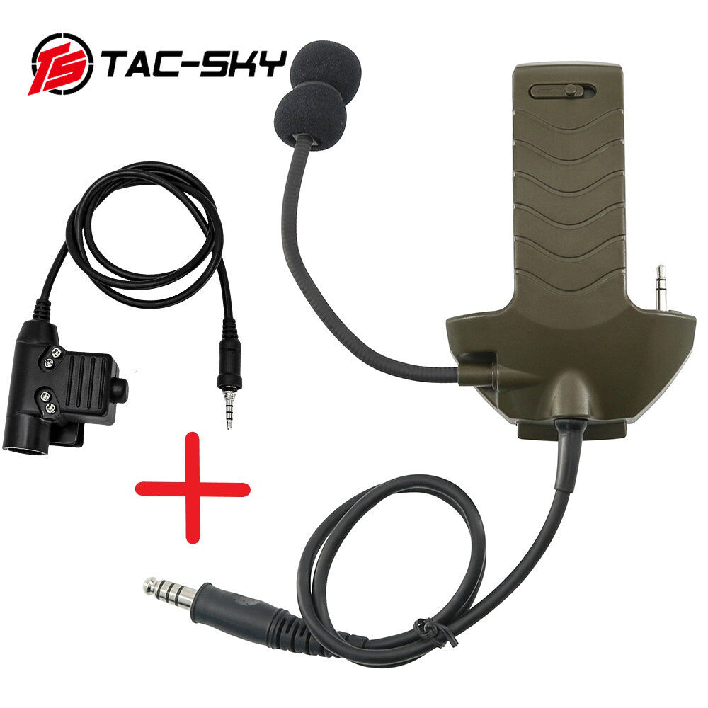 TAC-SKY Tactical External Microphone Kit with U94 PTT military for Walker's Razor Electronic Earmuffs for Yaesu Walkie Talkie