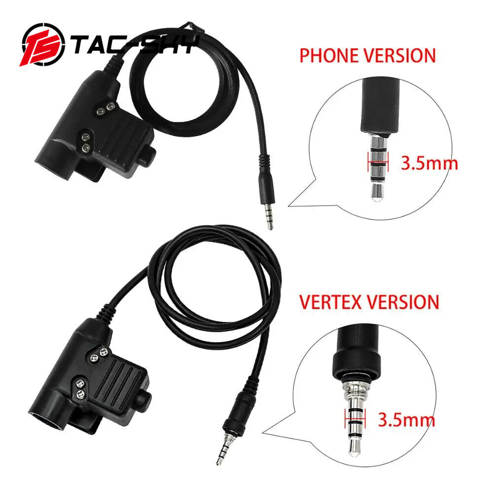 TAC-SKY Tactical External Microphone Kit with U94 PTT military for Walker's Razor Electronic Earmuffs for Yaesu Walkie Talkie