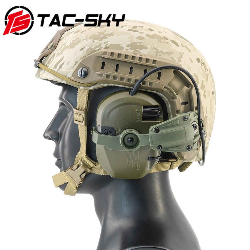 TAC-SKY Tactical Electronic Pickup Headset, ARC Helmet Rail Mount Compatible Noise Cancelling Shooting Earmuffs