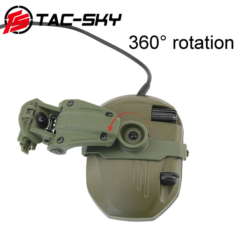 TAC-SKY Tactical Electronic Pickup Headset, ARC Helmet Rail Mount Compatible Noise Cancelling Shooting Earmuffs