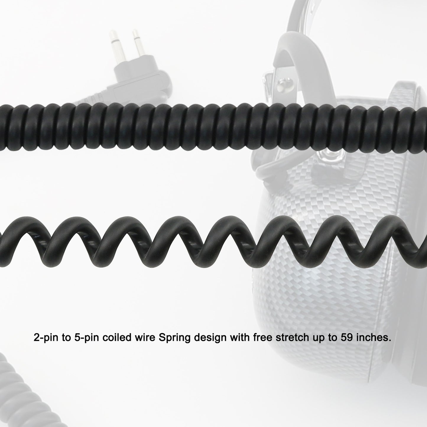 Tactical 2- to 5-pin helicopter connection cable for Motorola 2-pin GP308 two-way radios