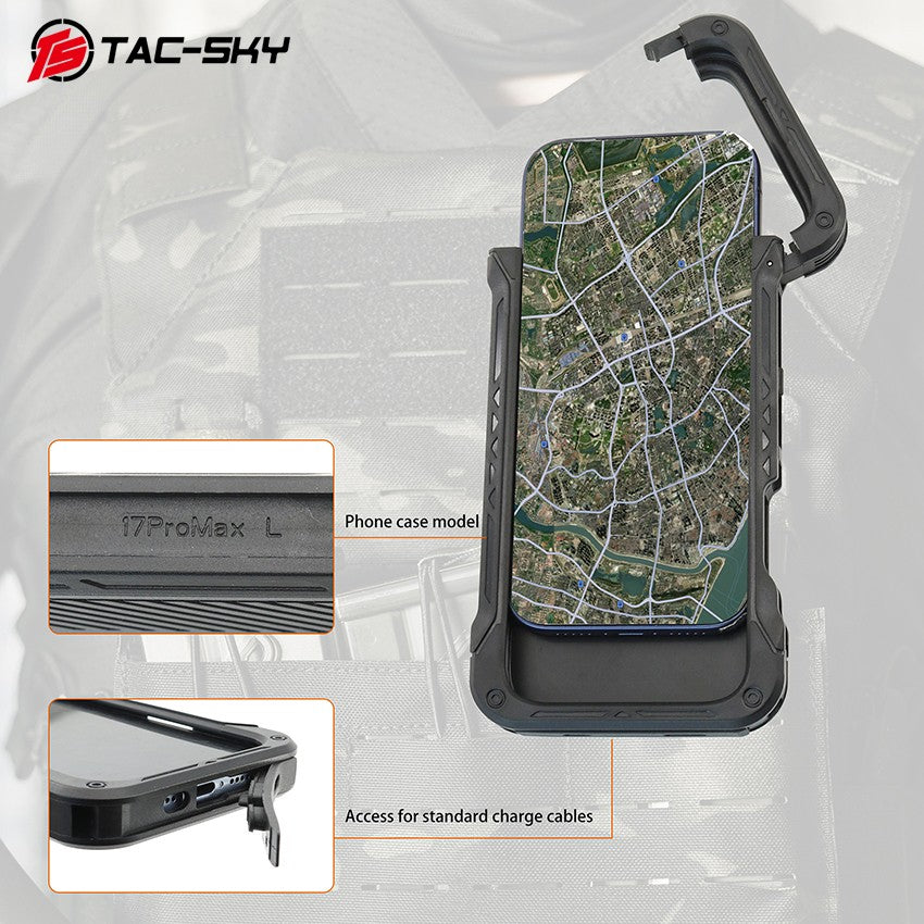 TAC-SKY Tactical Chest-Mounted Phone Mount Quick-Release Rotatable MOLLE Vest Phone Mount (for iPhone 17 Pro Max)