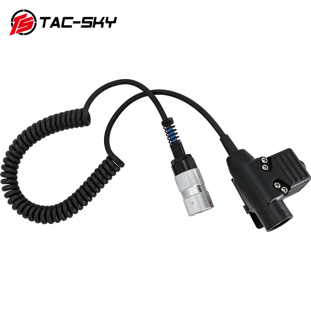 TAC-SKY Tactical U94 Coiled Cable PTT 6 Pin Push To Talk Adapter for AN/PRC152 AN/PRC148 Radio