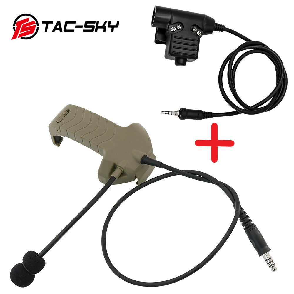 TAC-SKY Tactical External Microphone Kit with U94 PTT military for Walker's Razor Electronic Earmuffs for Yaesu Walkie Talkie