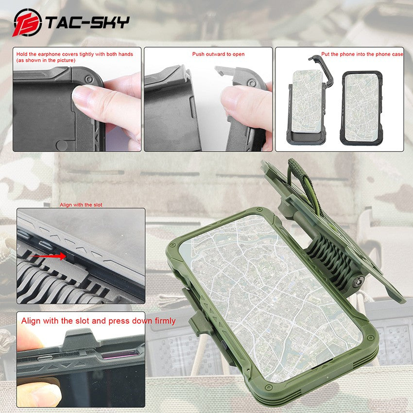 TAC-SKY Tactical Chest-Mounted Phone Mount Phone Mount MOLLE Vest-Style Foldable Navigation Phone Case
