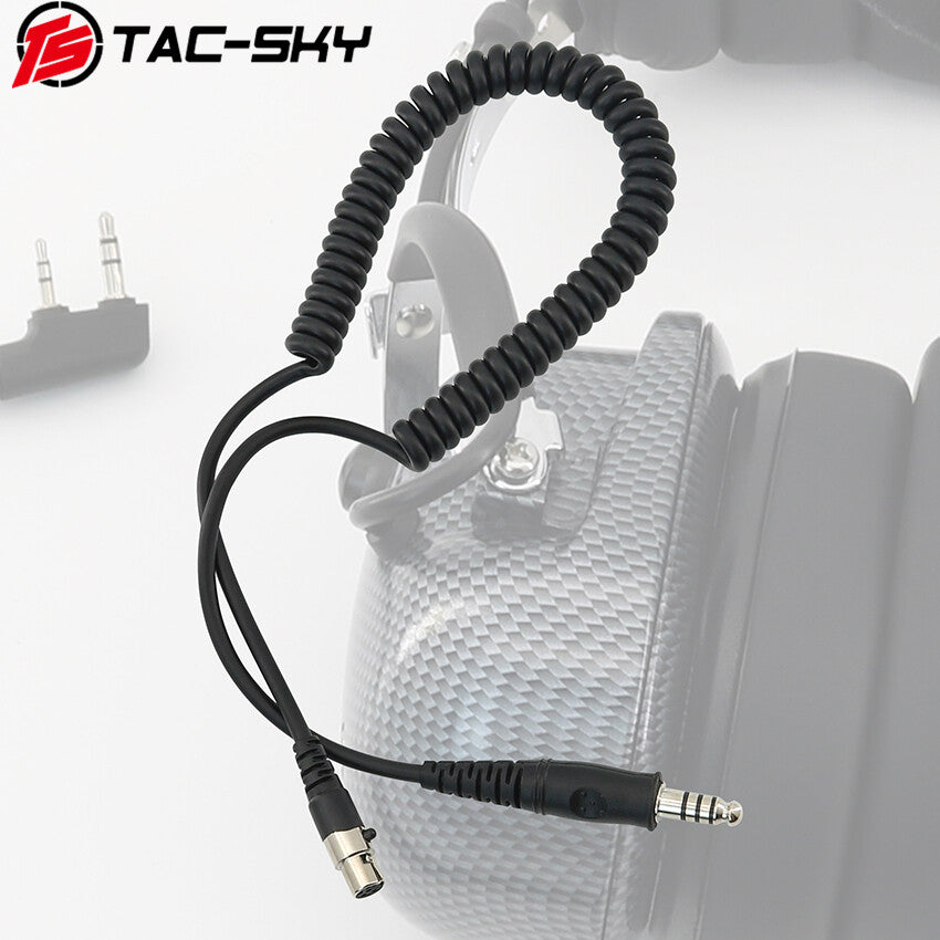 TAC-SKY Tactical 5-Pin Plug Cable, 7.0mm Jack Replacement Cable for Pilot Headset