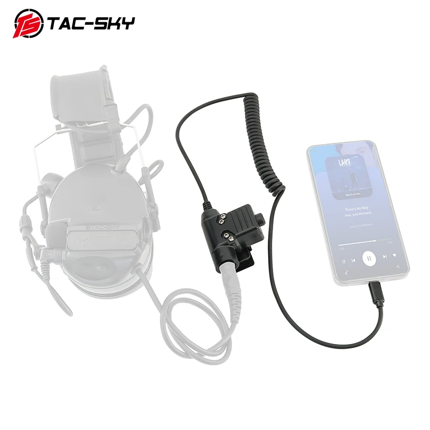 TAC-SKY Tactical U94 PTT USB Type-C Adapter, Compatible with Samsung, Xiaomi, and other smartphones equipped with a USB Type-C port