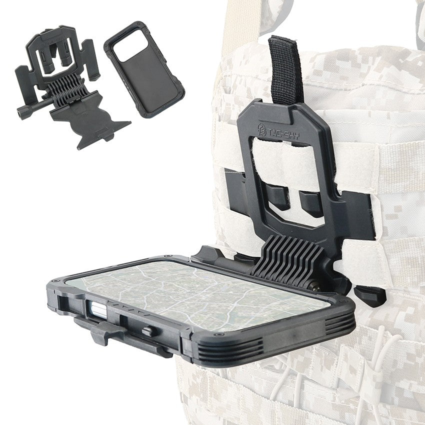 TAC-SKY Tactical Chest-Mounted Phone Mount Quick-Release Rotatable MOLLE Vest Phone Mount (for iPhone 17 Pro Max)