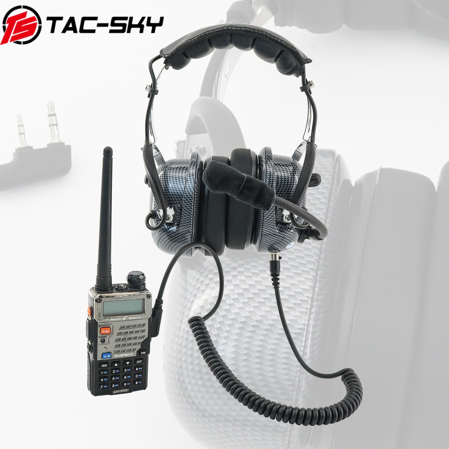 TAC-SKY Tactical K-Plug 2 PIN To 5 Pin Cord Cable for Baofen UV5R Handheld Radios and Headset
