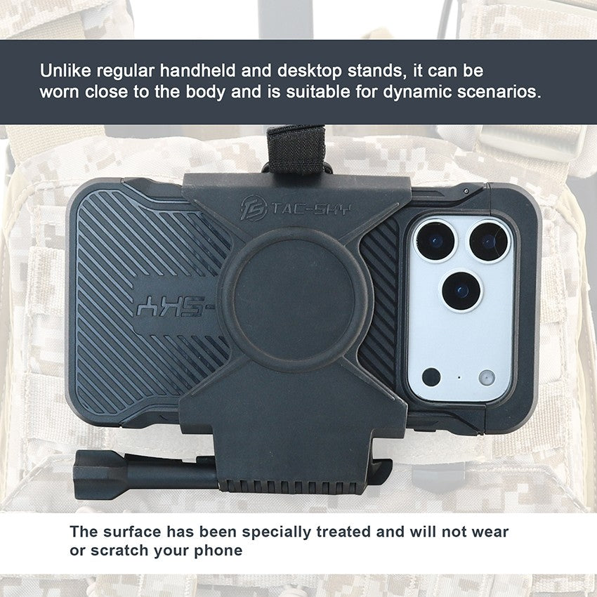 TAC-SKY Tactical Chest-Mounted Phone Mount Quick-Release Rotatable MOLLE Vest Phone Mount (for iPhone 17 Pro Max)