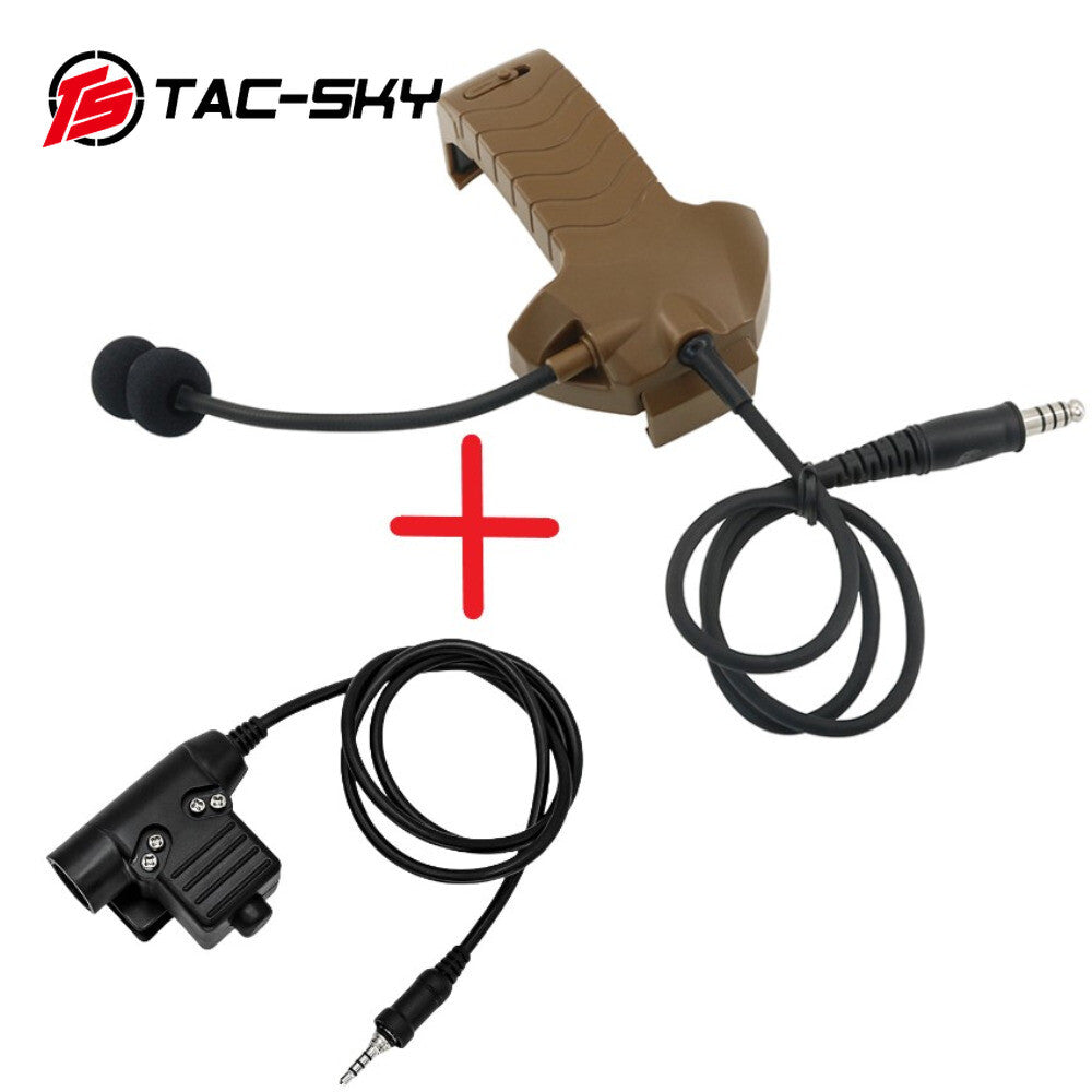 TAC-SKY Tactical External Microphone Kit with U94 PTT military for Walker's Razor Electronic Earmuffs for Yaesu Walkie Talkie