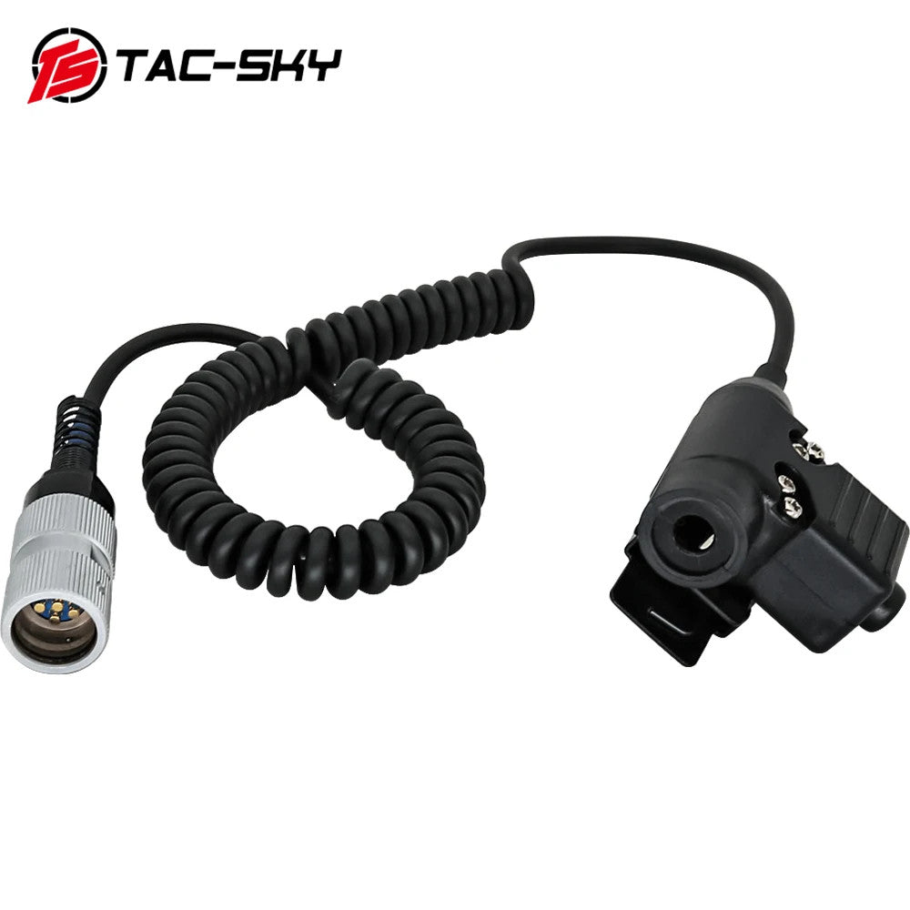 TAC-SKY Tactical U94 Coiled Cable PTT 6 Pin Push To Talk Adapter for AN/PRC152 AN/PRC148 Radio