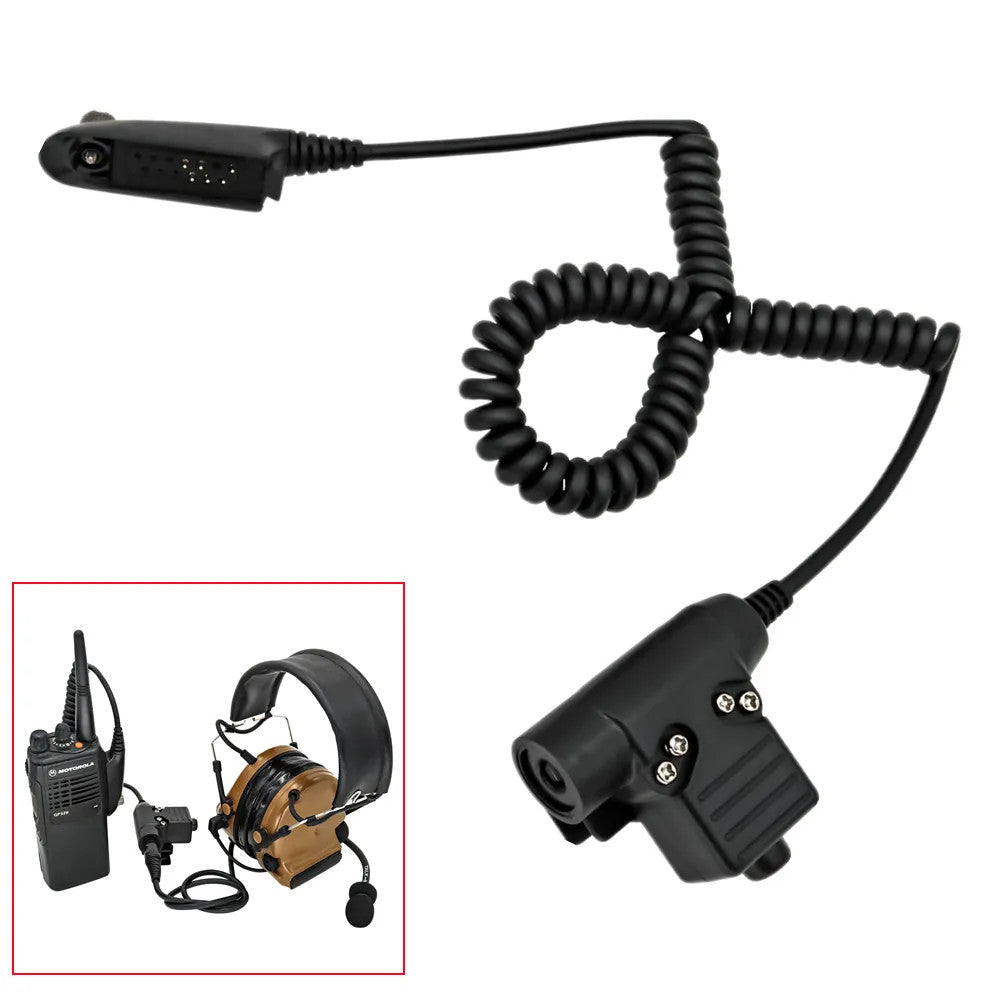 TAC-SKY Tactical PTT U94 Cable Plug Adapter, Compatible with Motorola GP328/GP340 Two-Way Radios