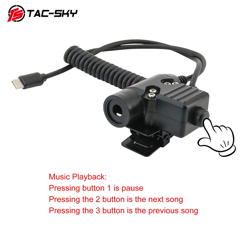 TAC-SKY Tactical U94 PTT USB Type-C Adapter, Compatible with Samsung, Xiaomi, and other smartphones equipped with a USB Type-C port